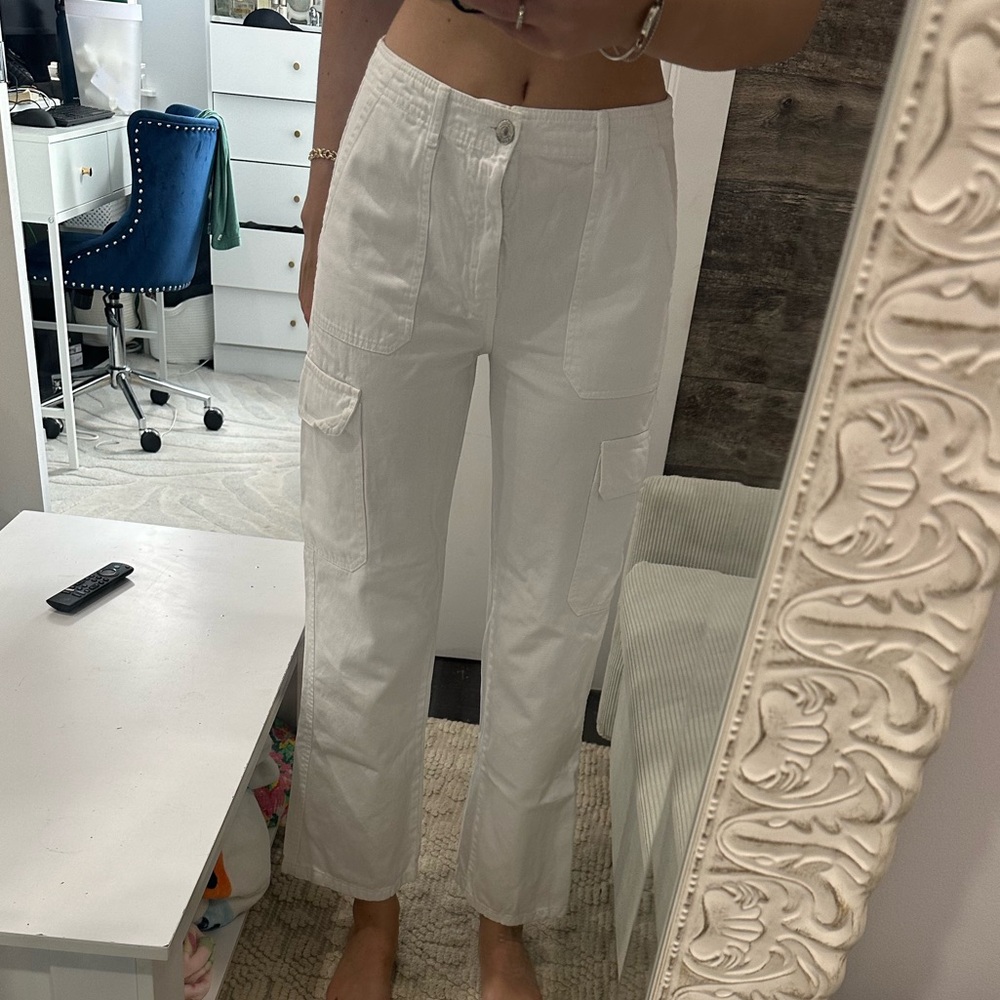 Zara White Straight Leg Pants